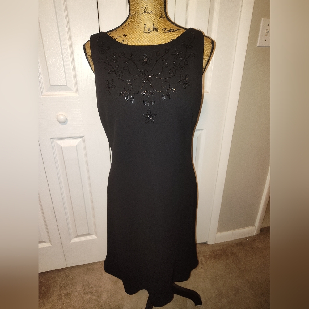Dress Barn Black Sequin Embellished Cocktail Mini Dress